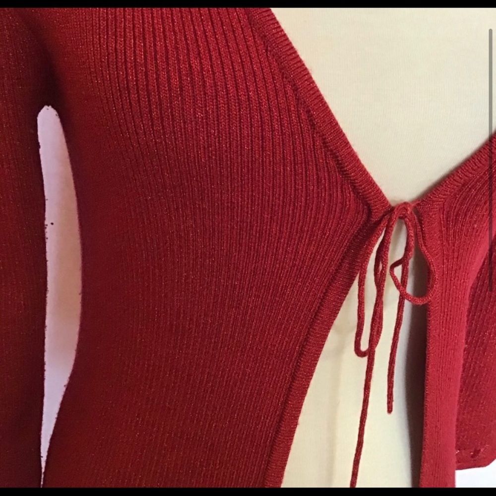 Retro Y2K red sparkly beaded cover up - Picture 3 of 6